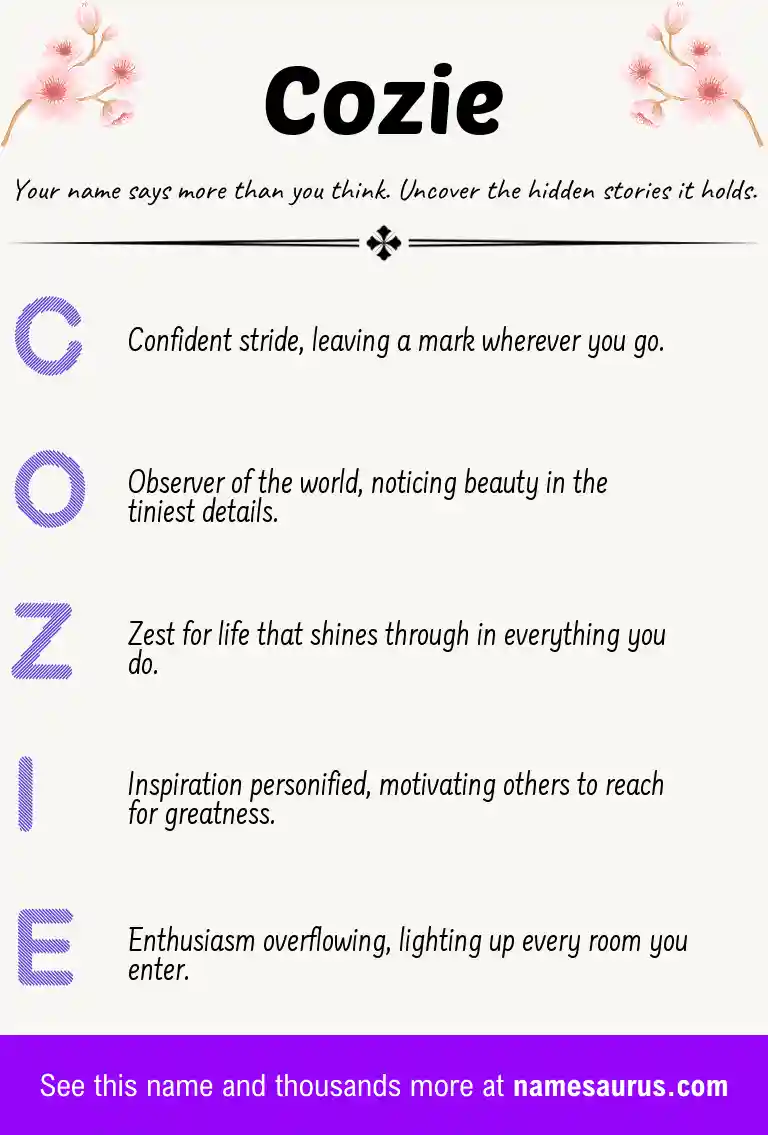 Acrostic poem about Cozie.