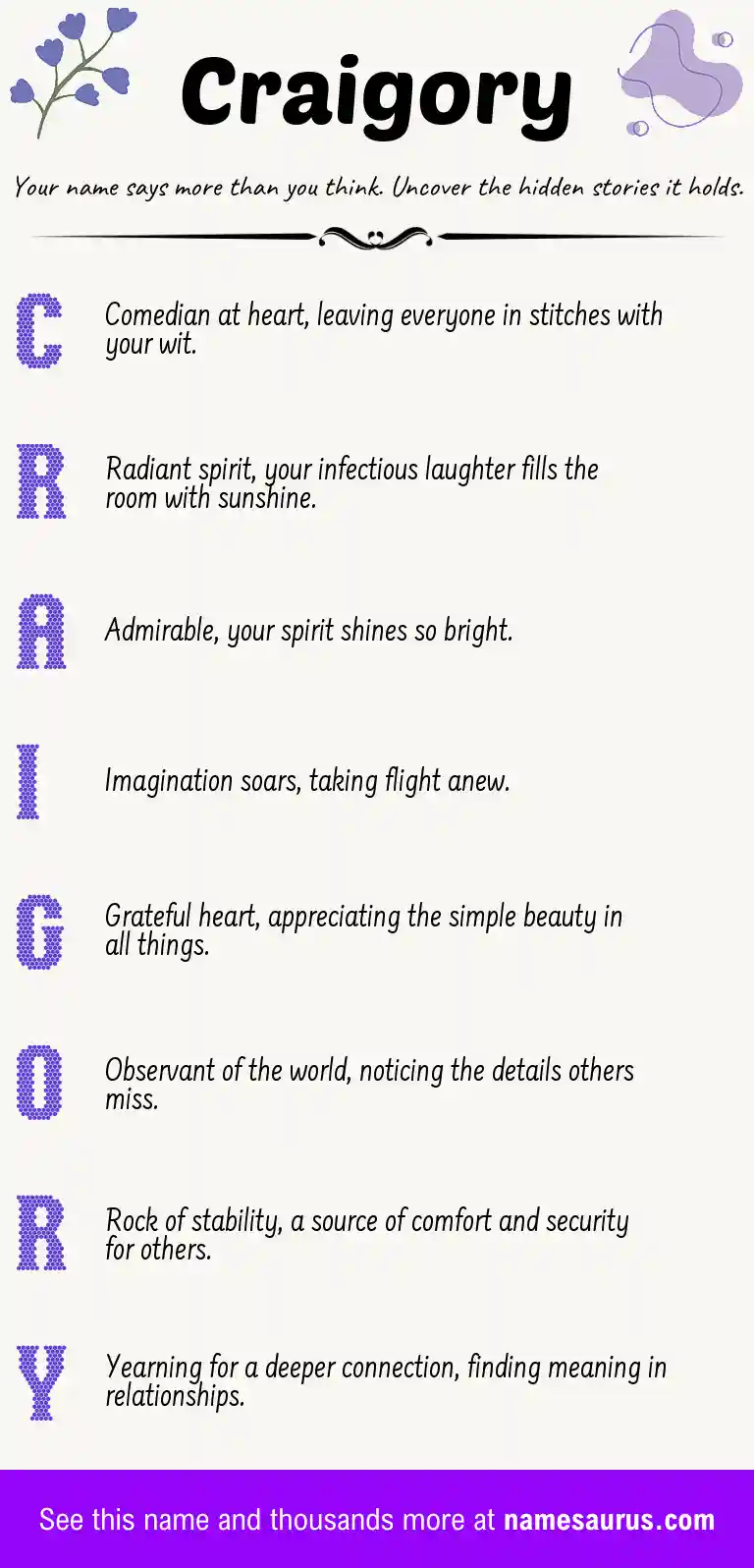 Acrostic poem about Craigory.