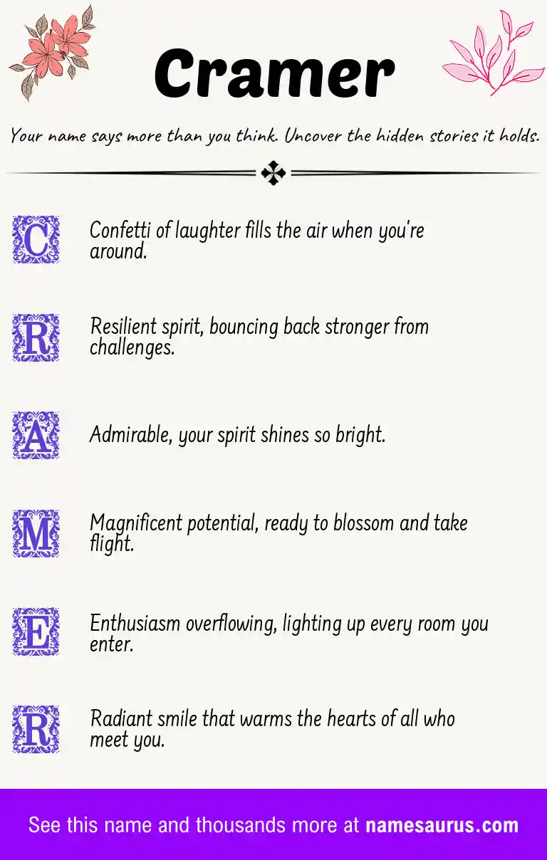 Acrostic poem about Cramer.