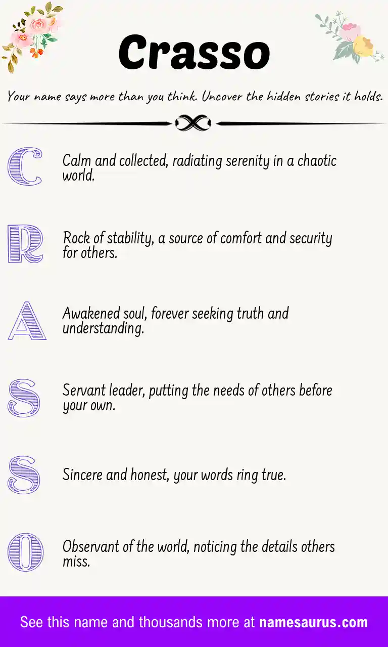 Acrostic poem about Crasso.