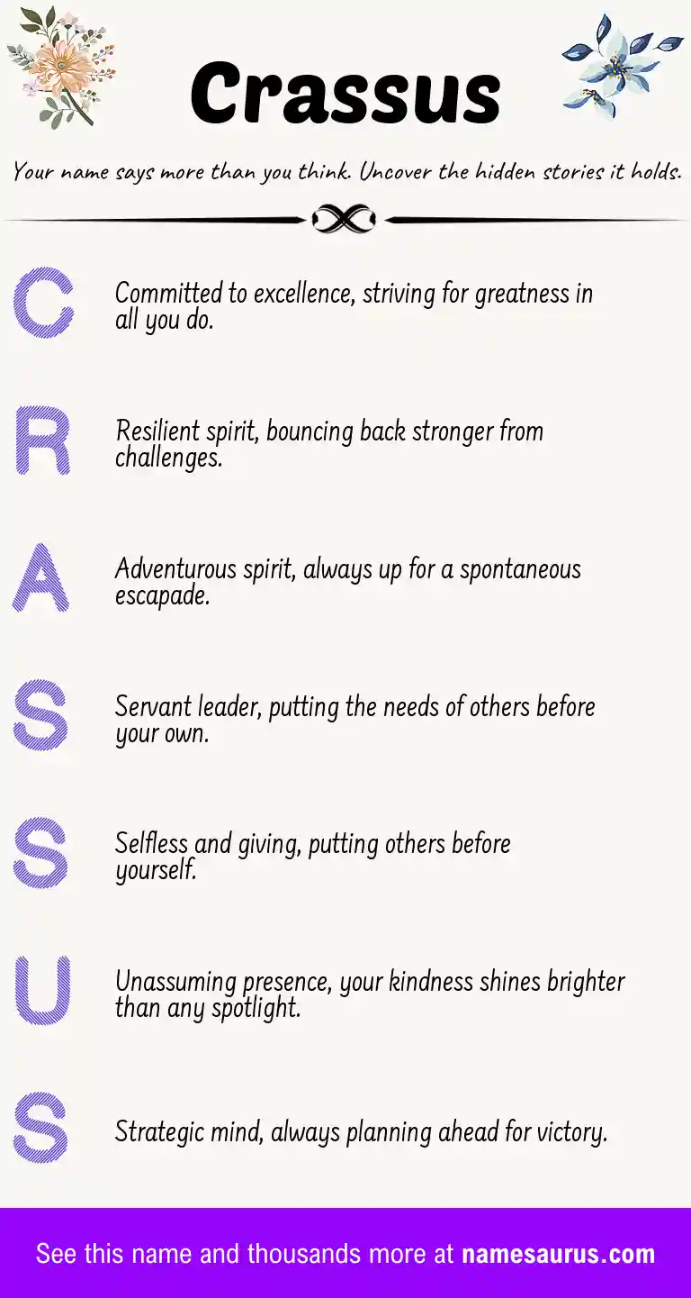 Acrostic poem about Crassus.