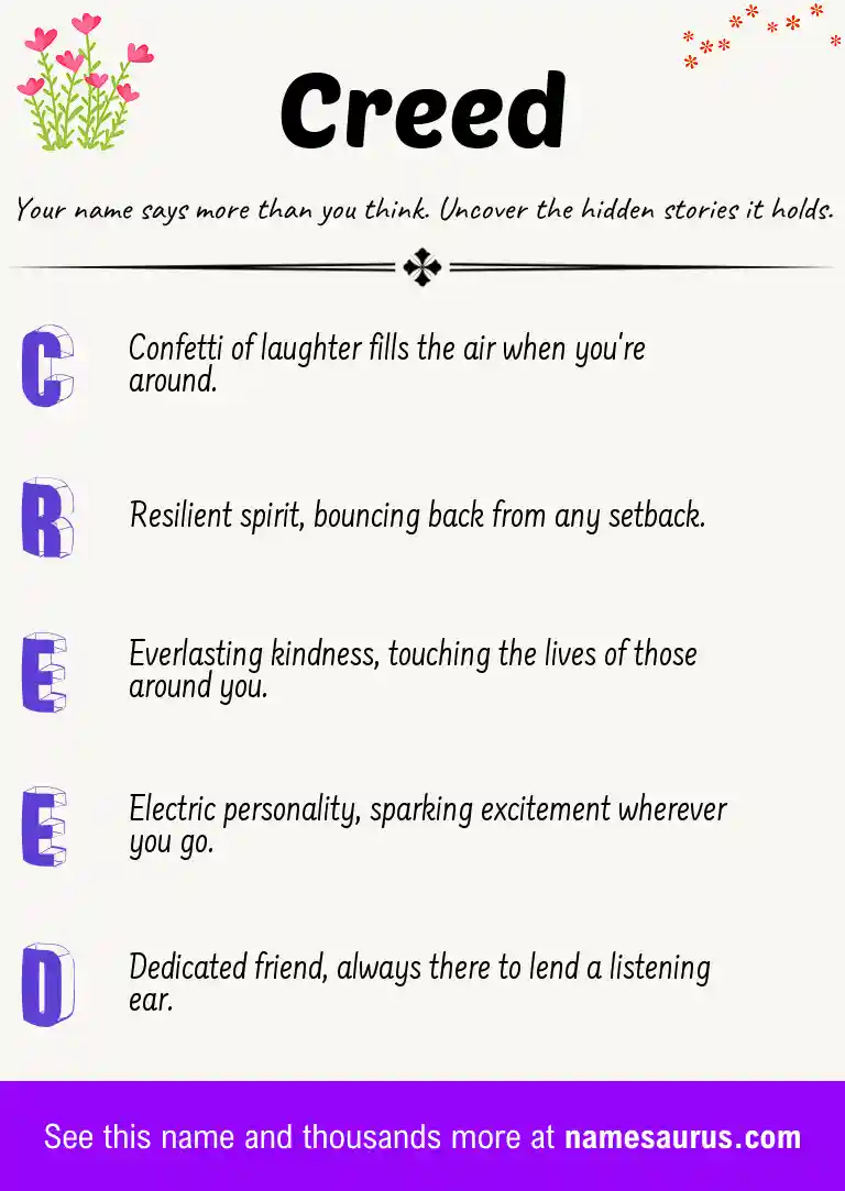 Acrostic poem about Creed.