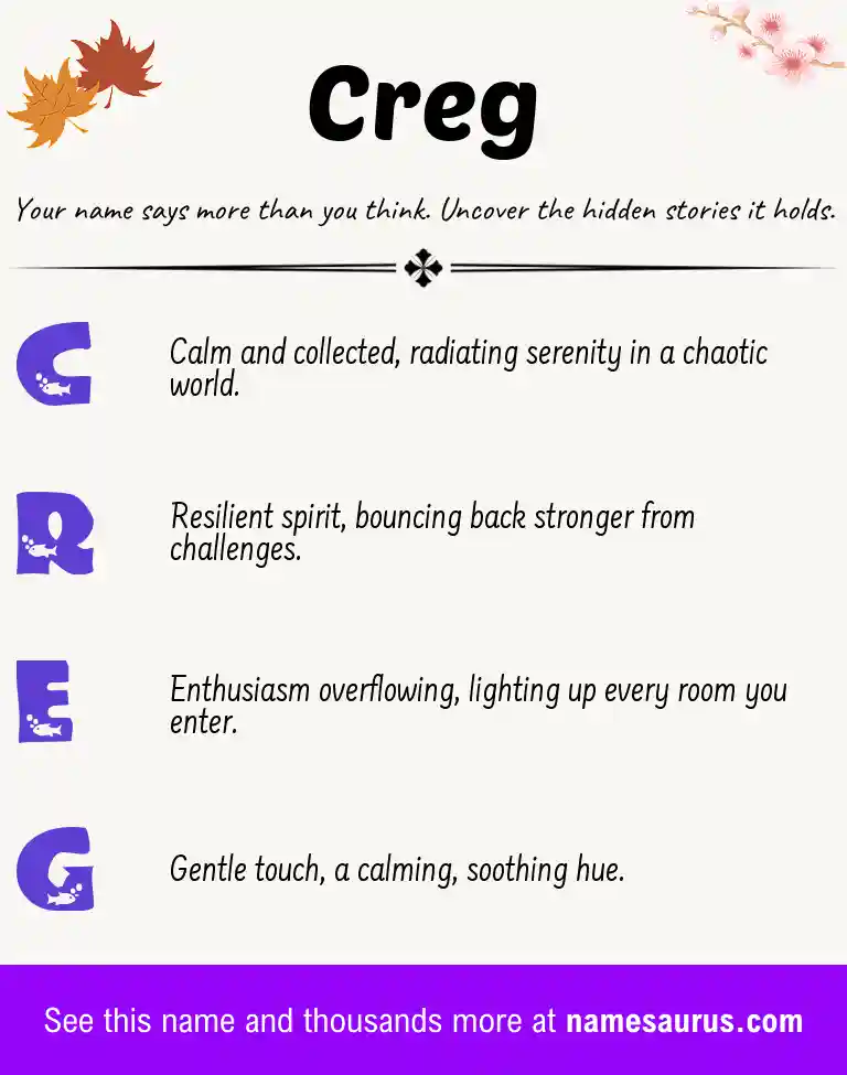 Acrostic poem about Creg.