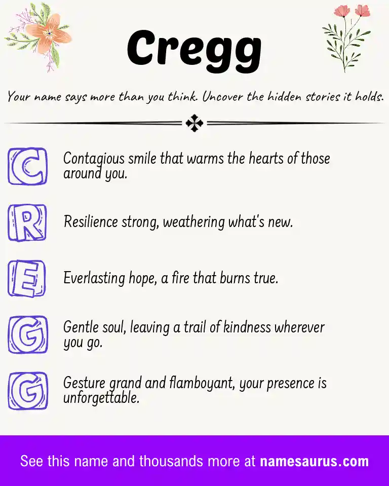 Acrostic poem about Cregg.
