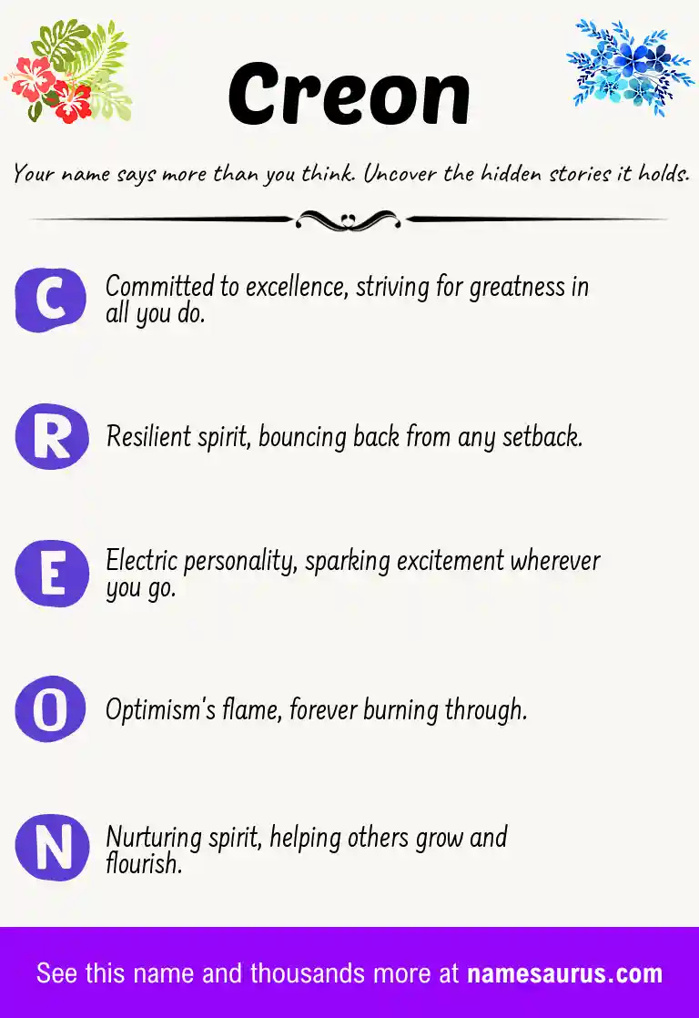 Acrostic poem about Creon.