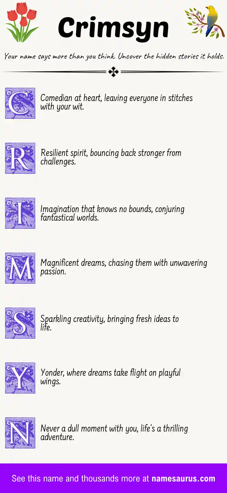 Acrostic poem about Crimsyn.