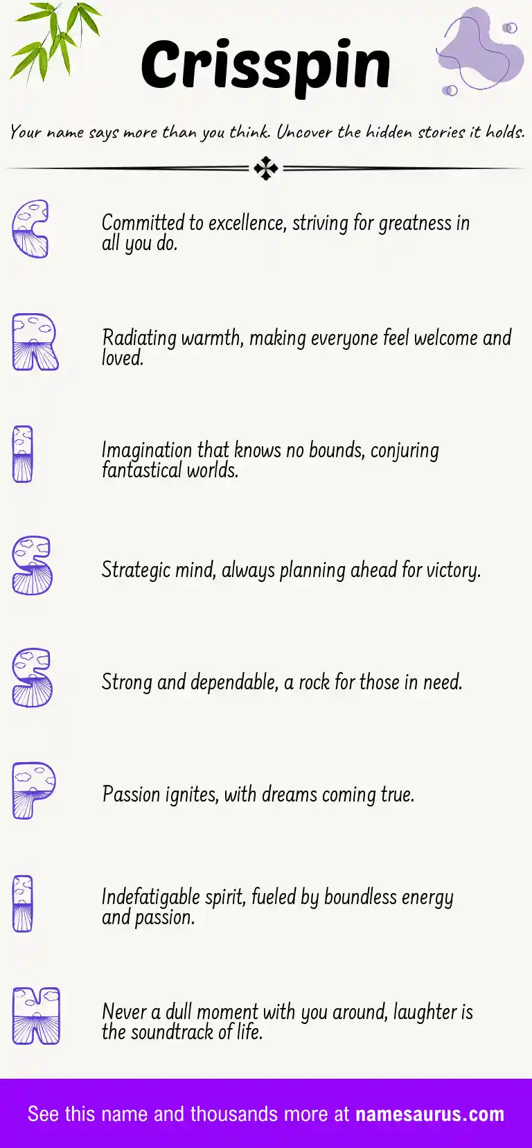Acrostic poem about Crisspin.