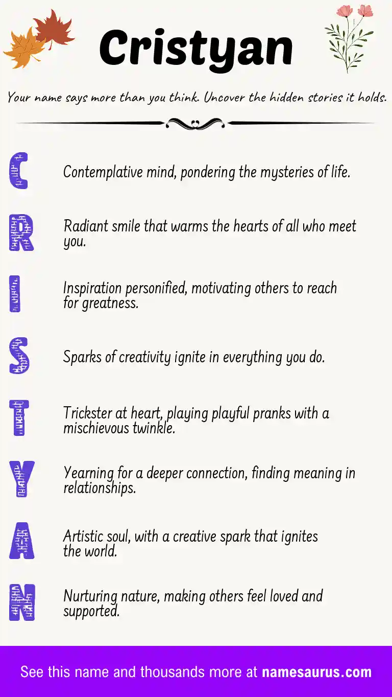 Acrostic poem about Cristyan.