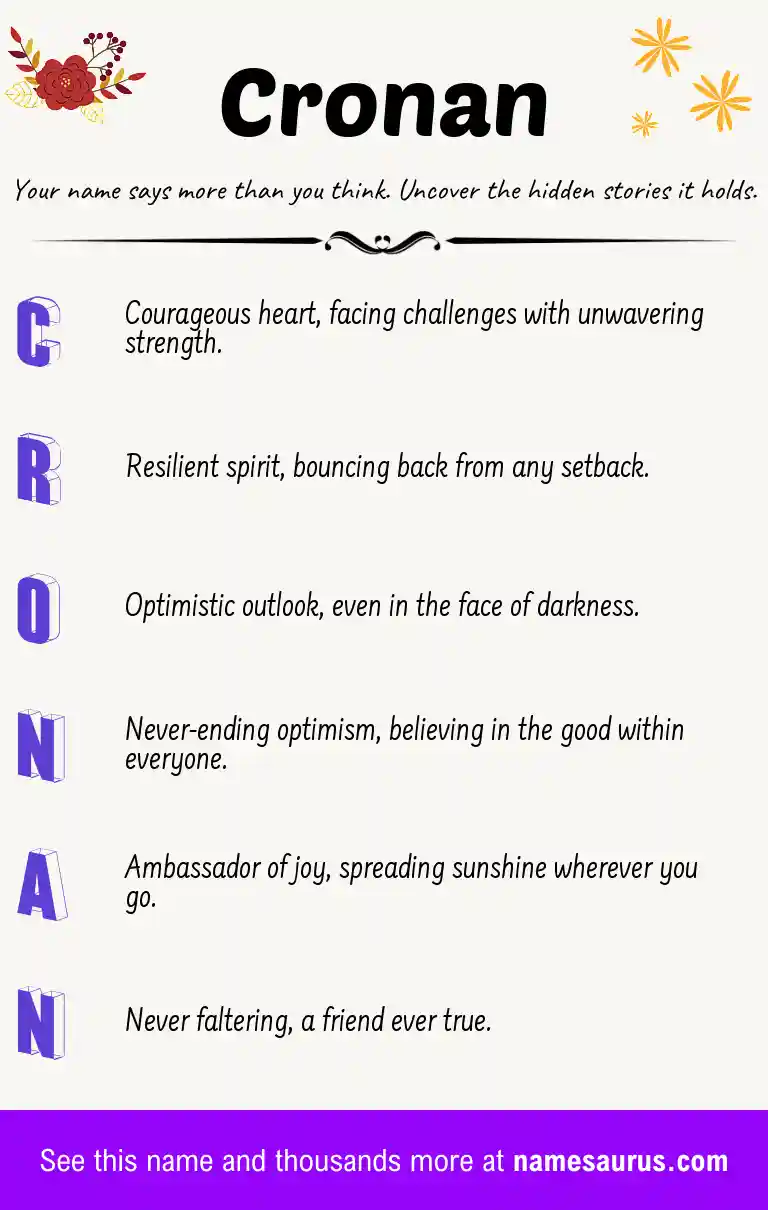 Acrostic poem about Cronan.