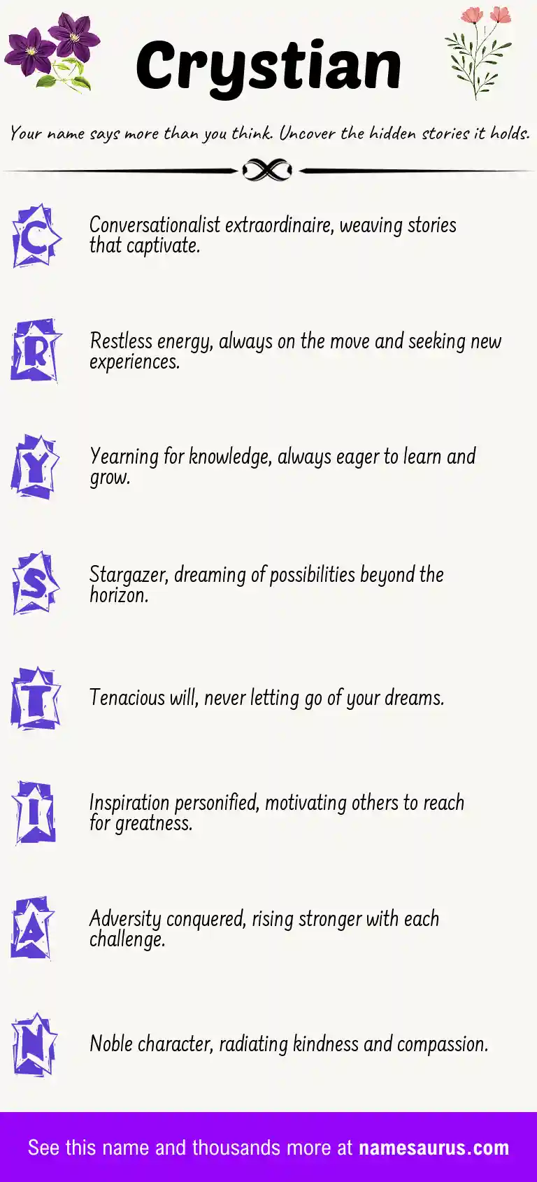 Acrostic poem about Crystian.