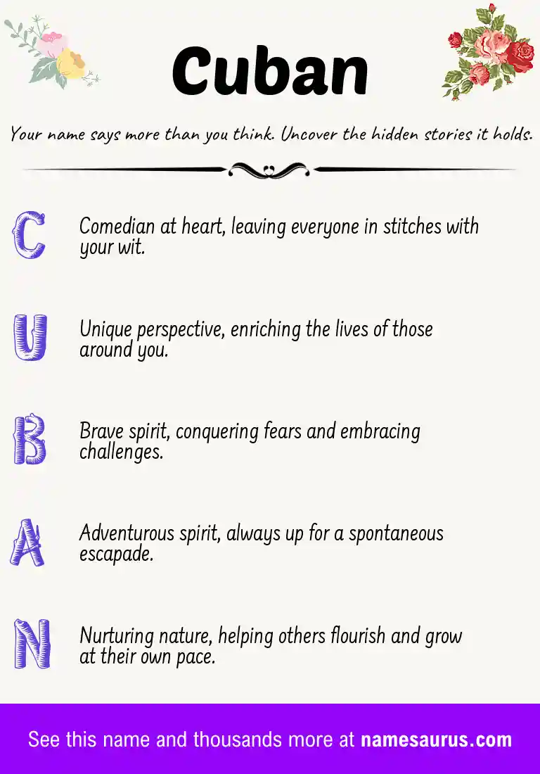 Acrostic poem about Cuban.
