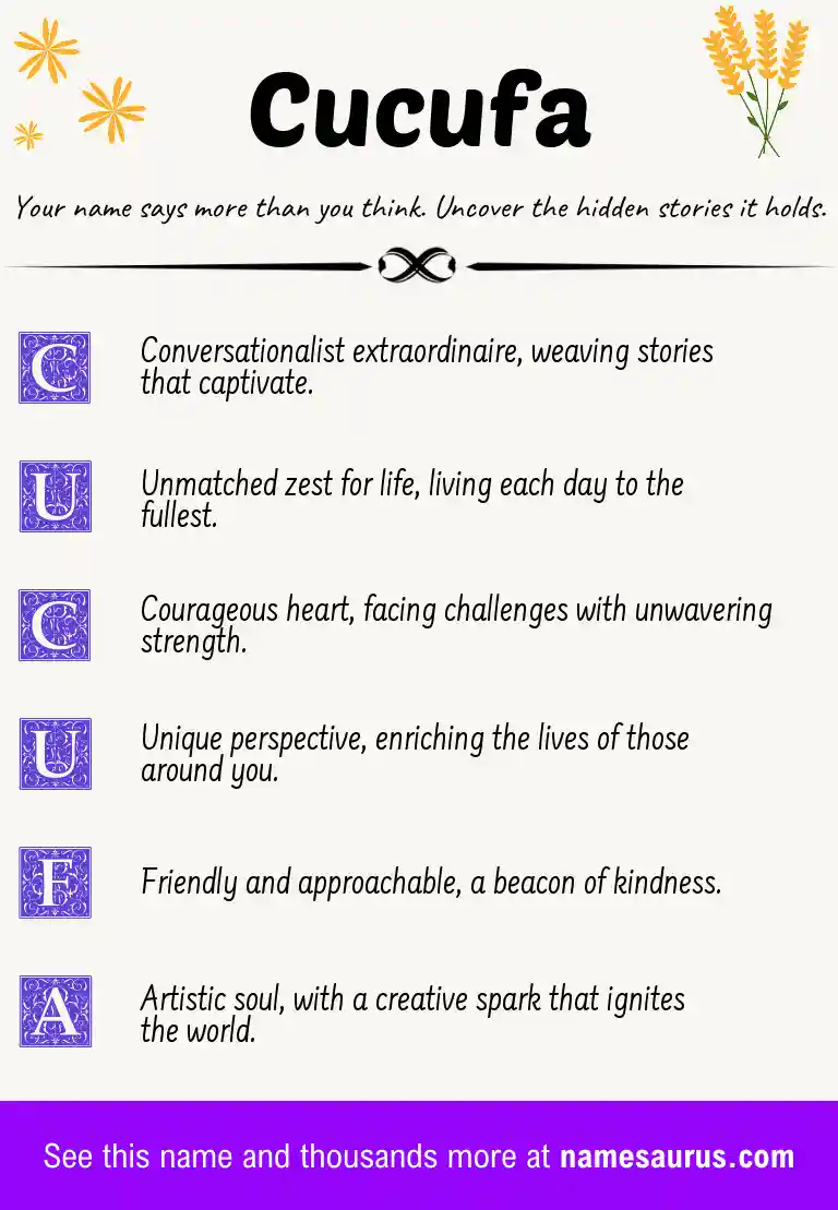 Acrostic poem about Cucufa.