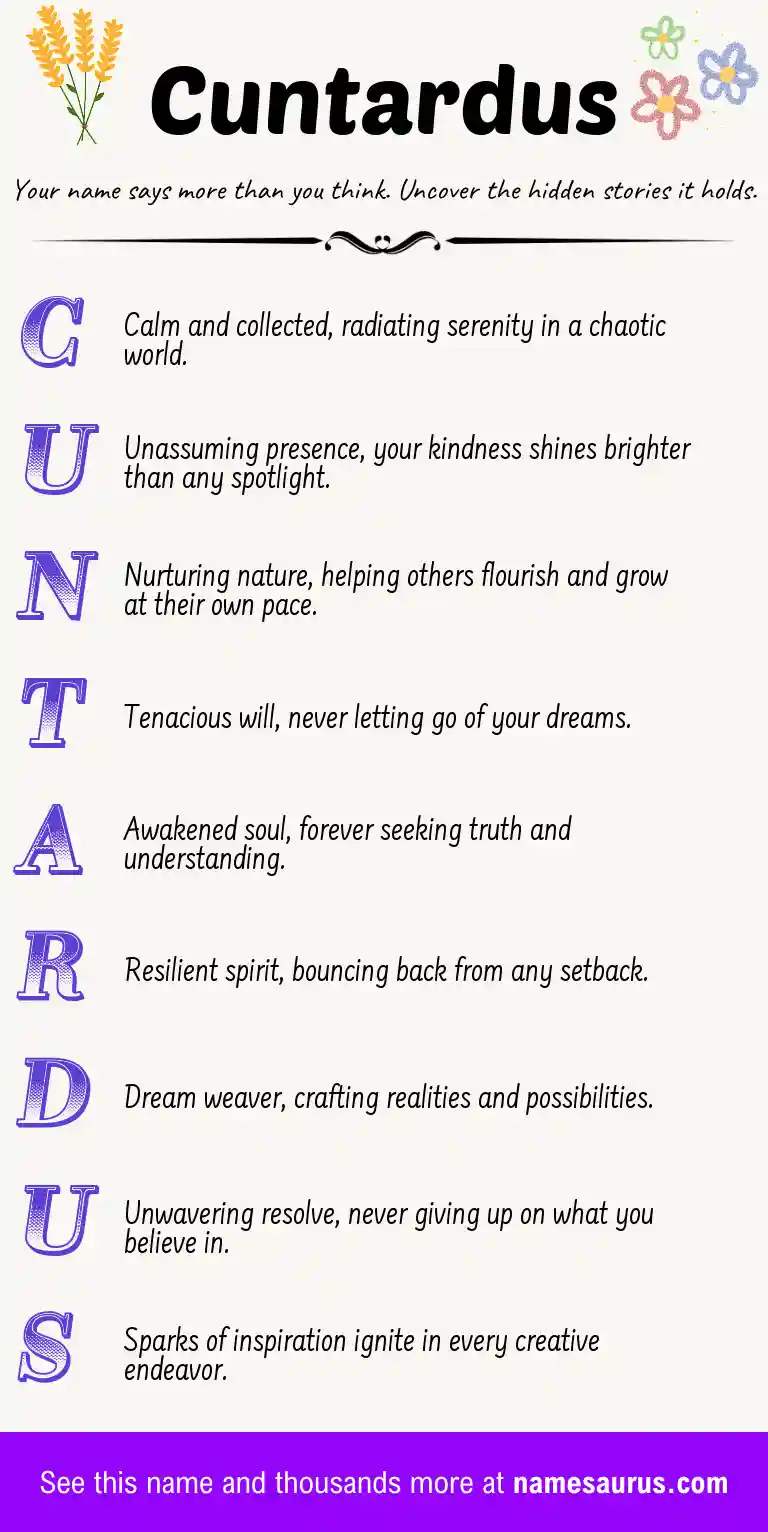 Acrostic poem about Cuntardus.
