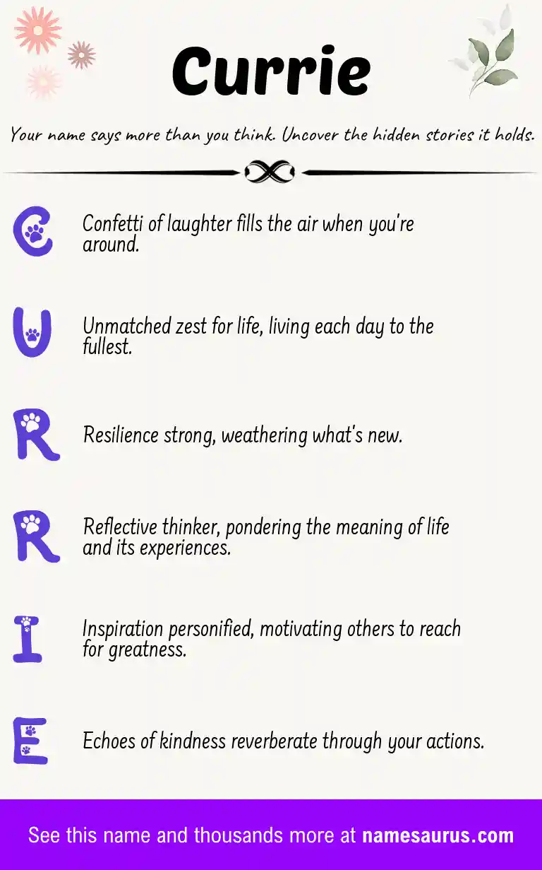 Acrostic poem about Currie.