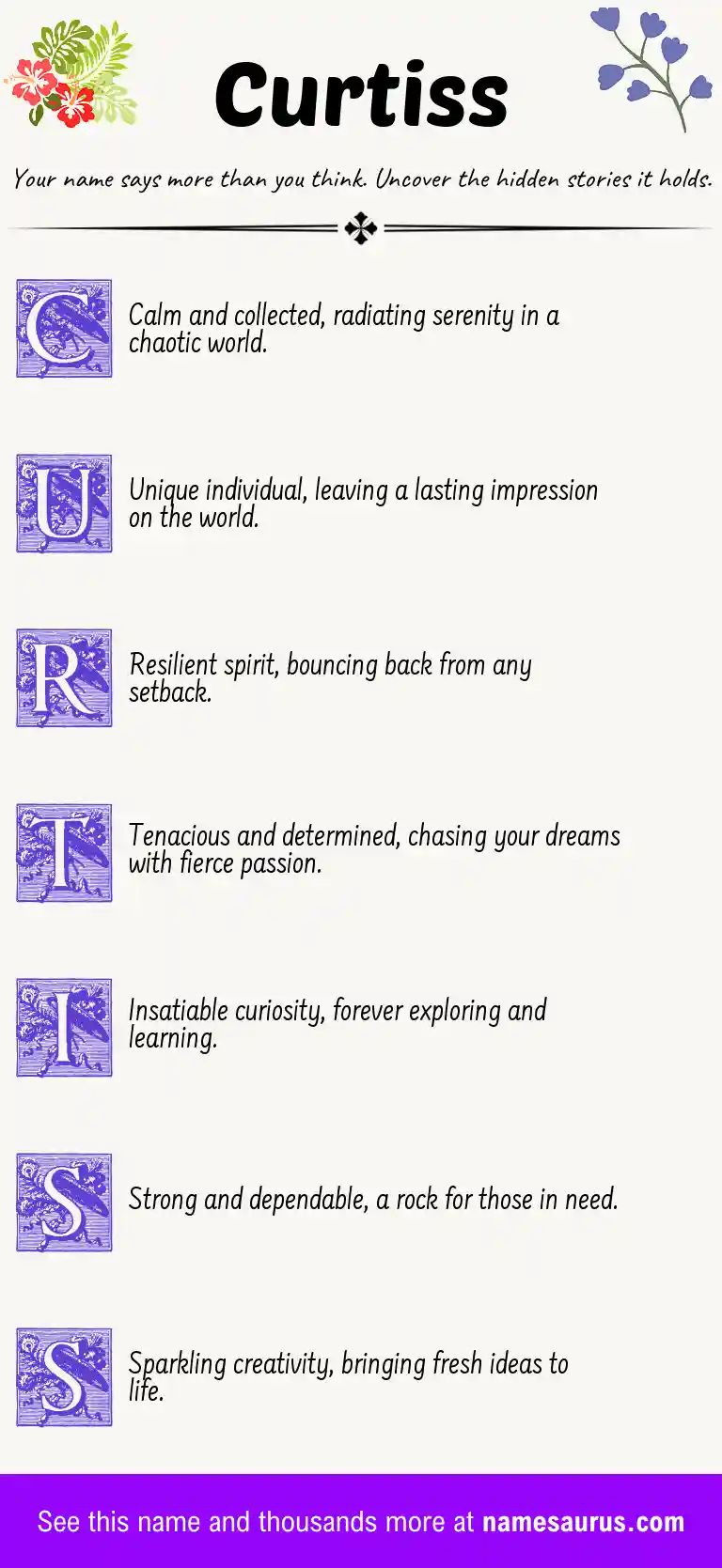 Acrostic poem about Curtiss.