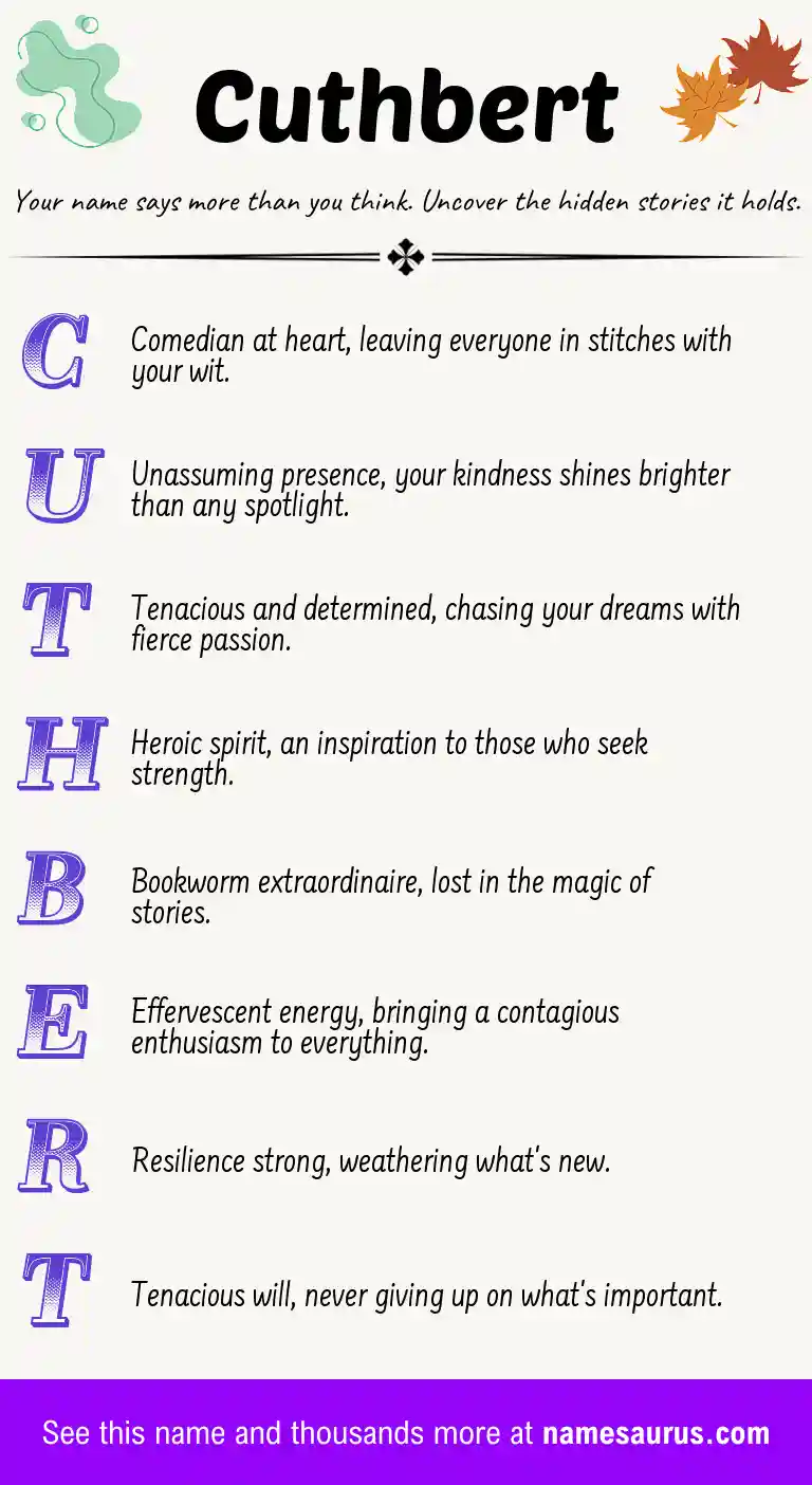 Acrostic poem about Cuthbert.