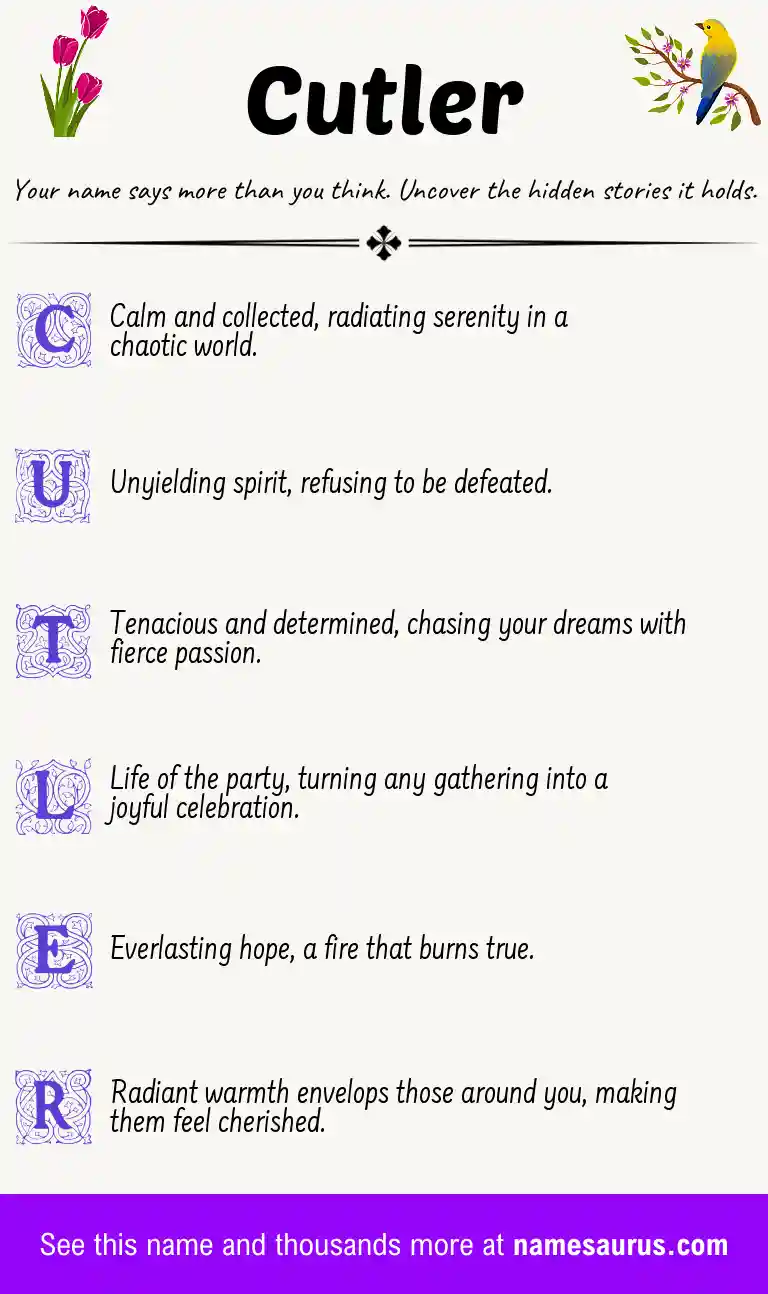 Acrostic poem about Cutler.