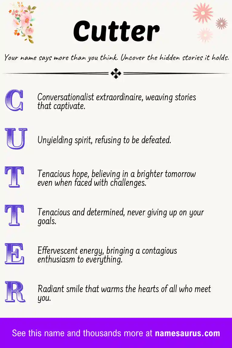 Acrostic poem about Cutter.