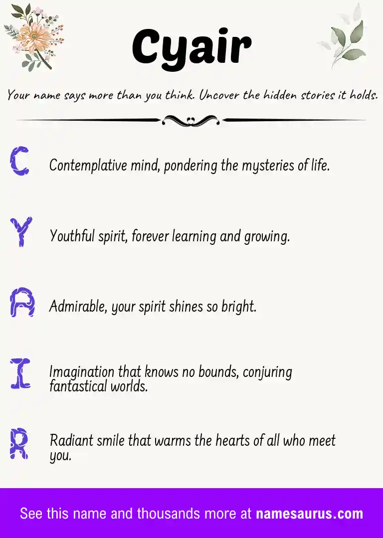 Acrostic poem about Cyair.