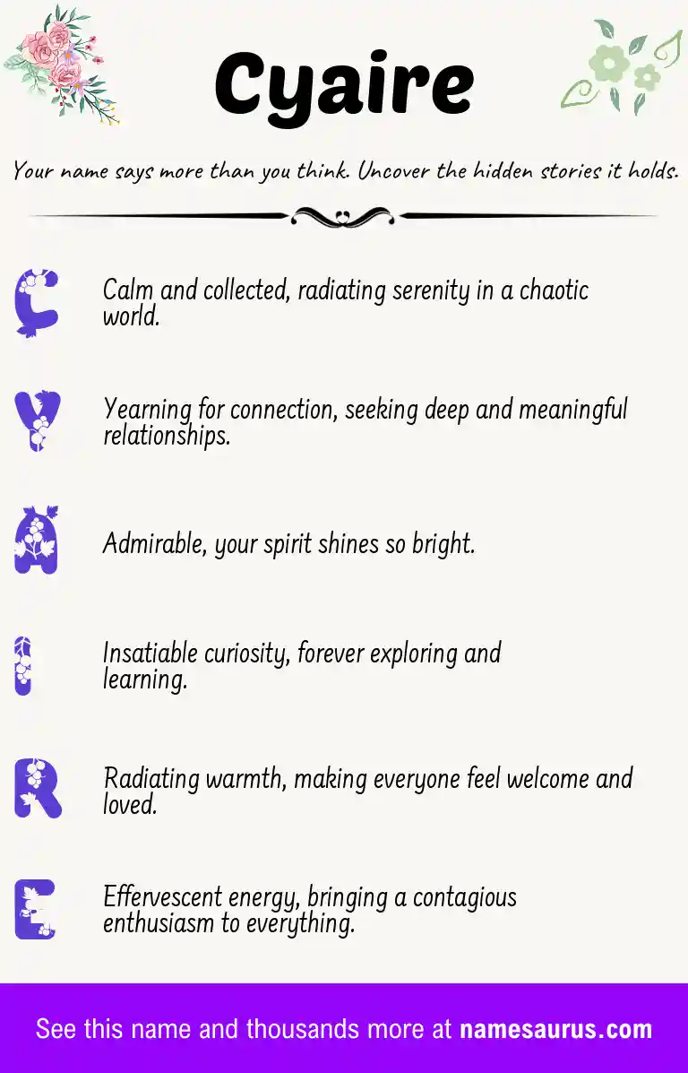 Acrostic poem about Cyaire.