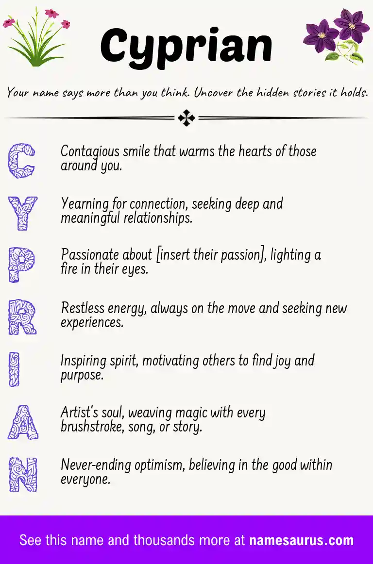 Acrostic poem about Cyprian.