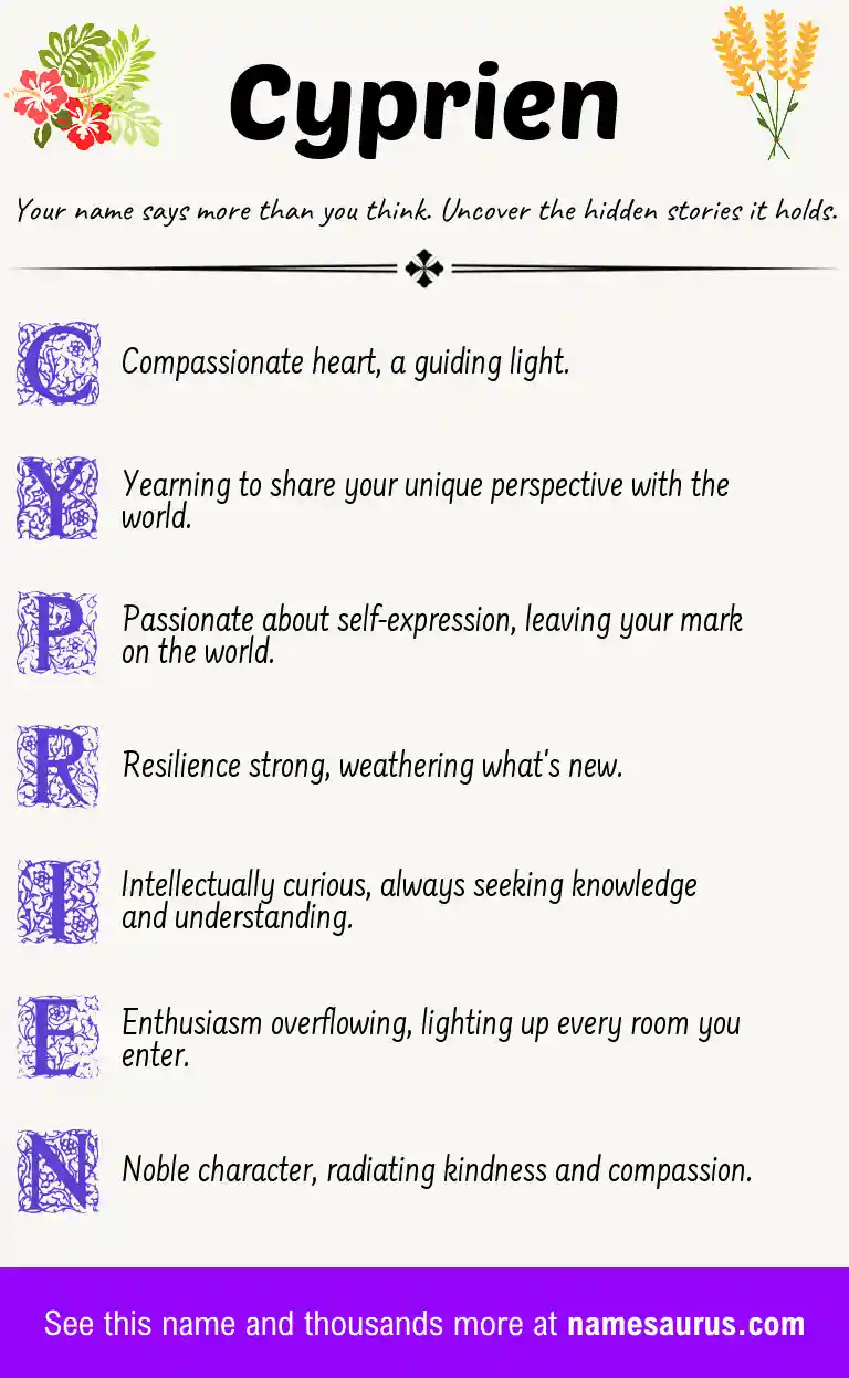 Acrostic poem about Cyprien.