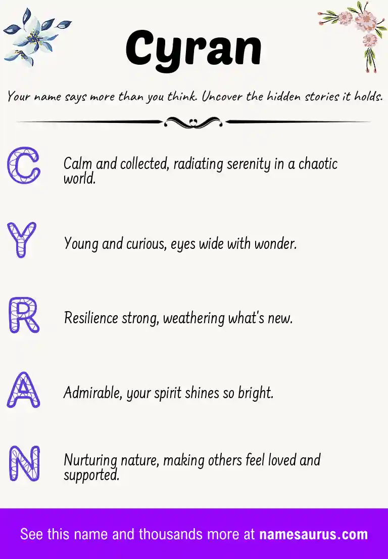 Acrostic poem about Cyran.