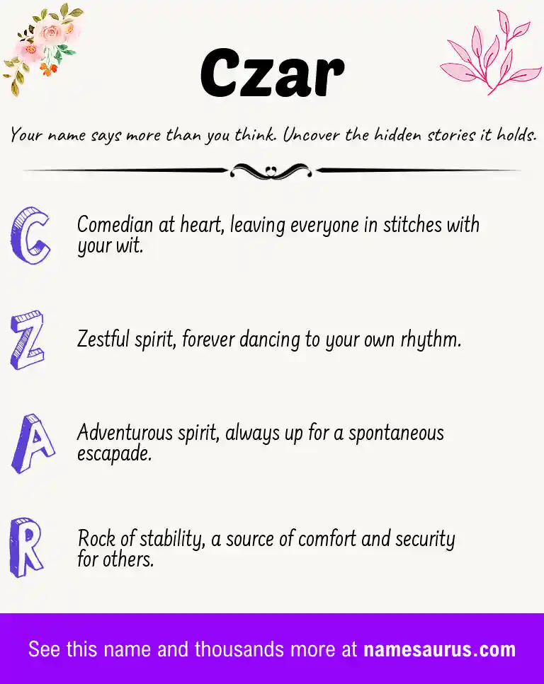 Acrostic poem about Czar.