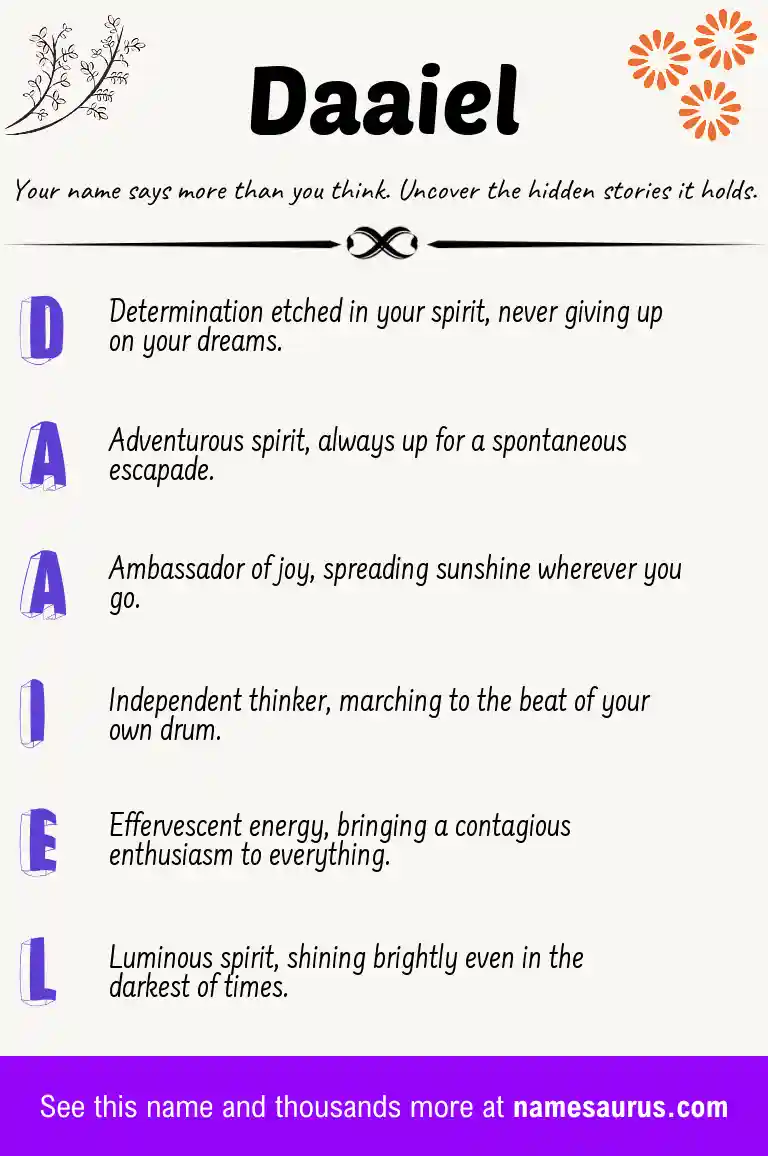 Acrostic poem about Daaiel.