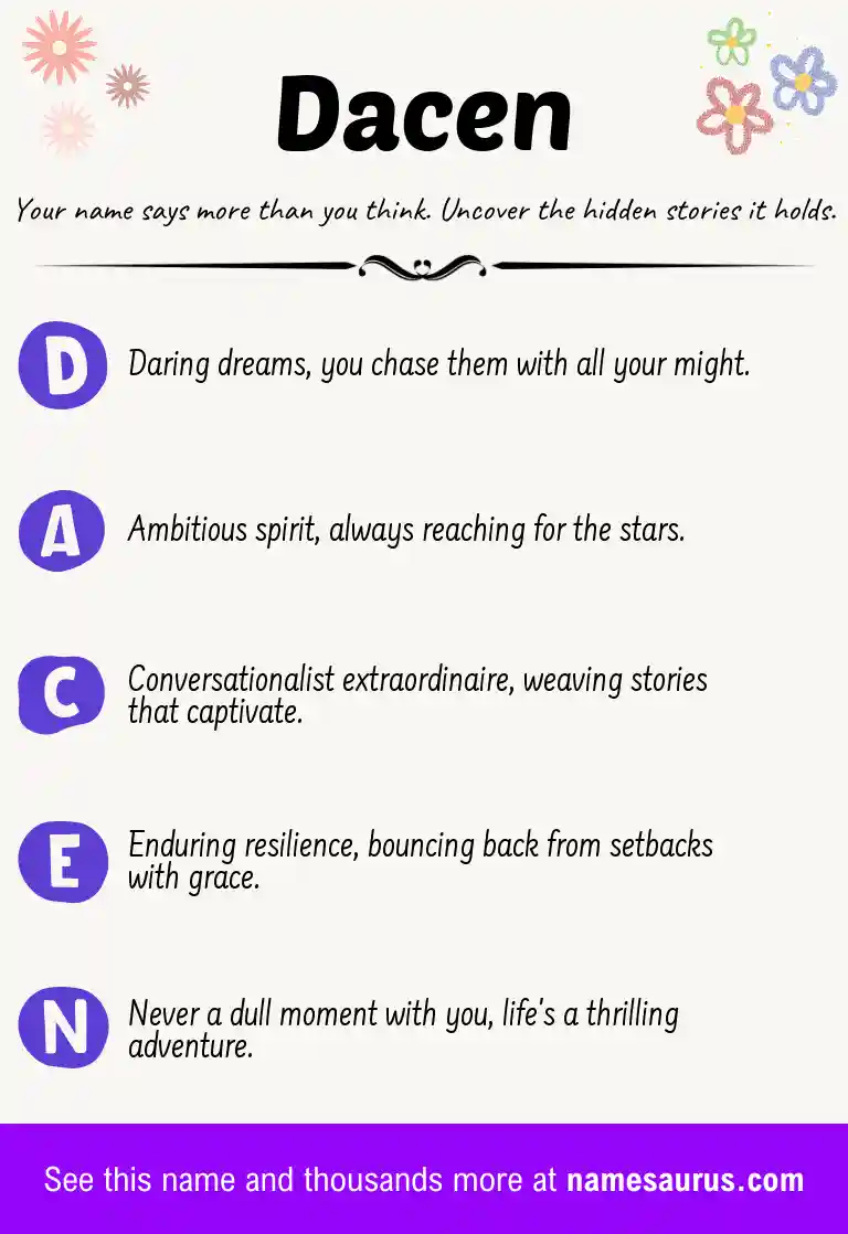 Acrostic poem about Dacen.