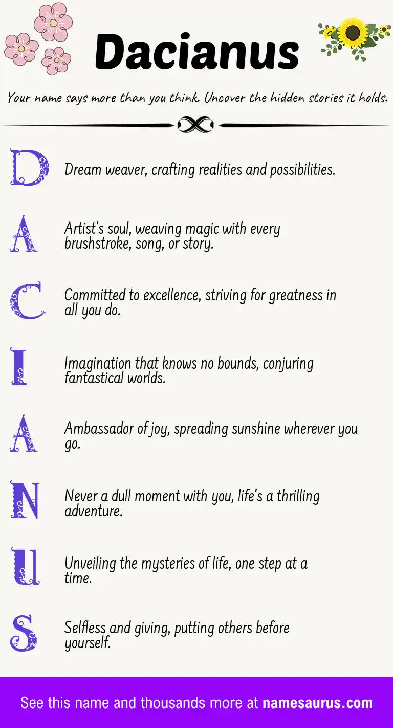 Acrostic poem about Dacianus.