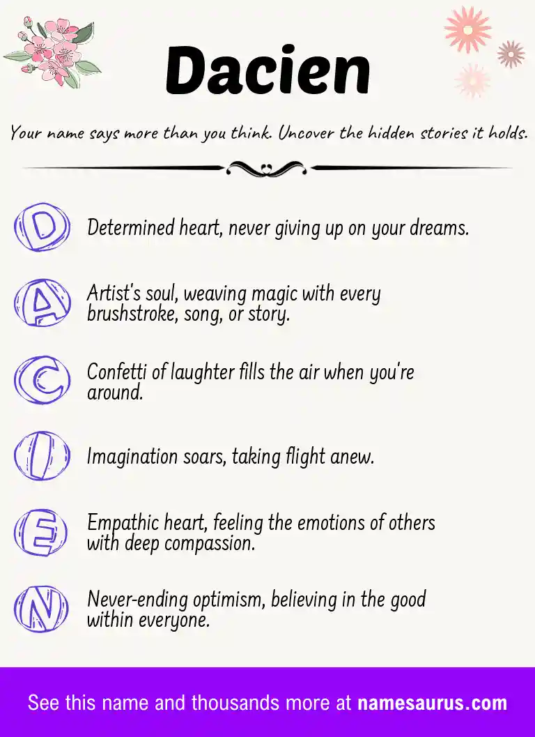 Acrostic poem about Dacien.