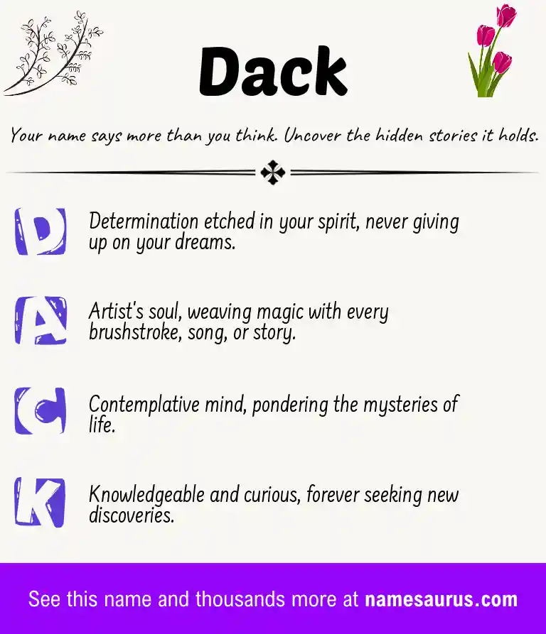 Acrostic poem about Dack.