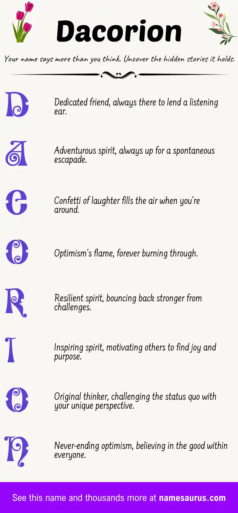 Acrostic poem about Dacorion.