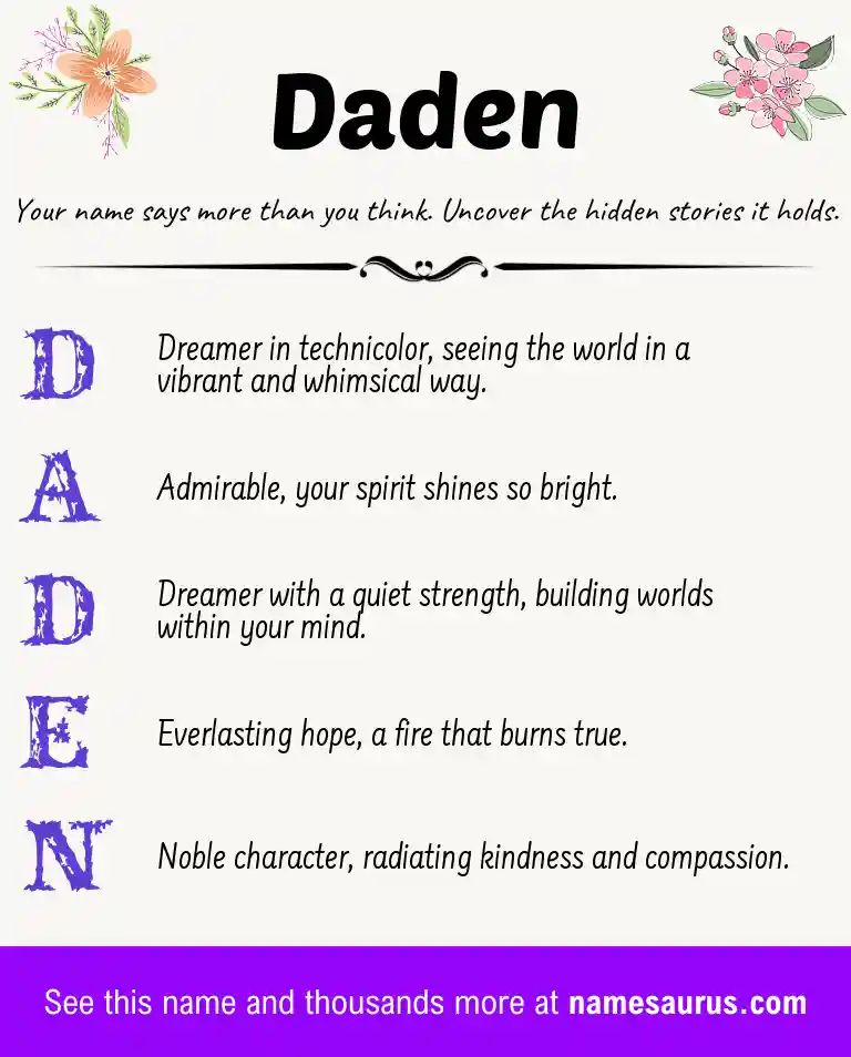 Acrostic poem about Daden.