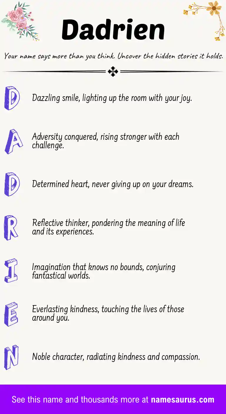 Acrostic poem about Dadrien.