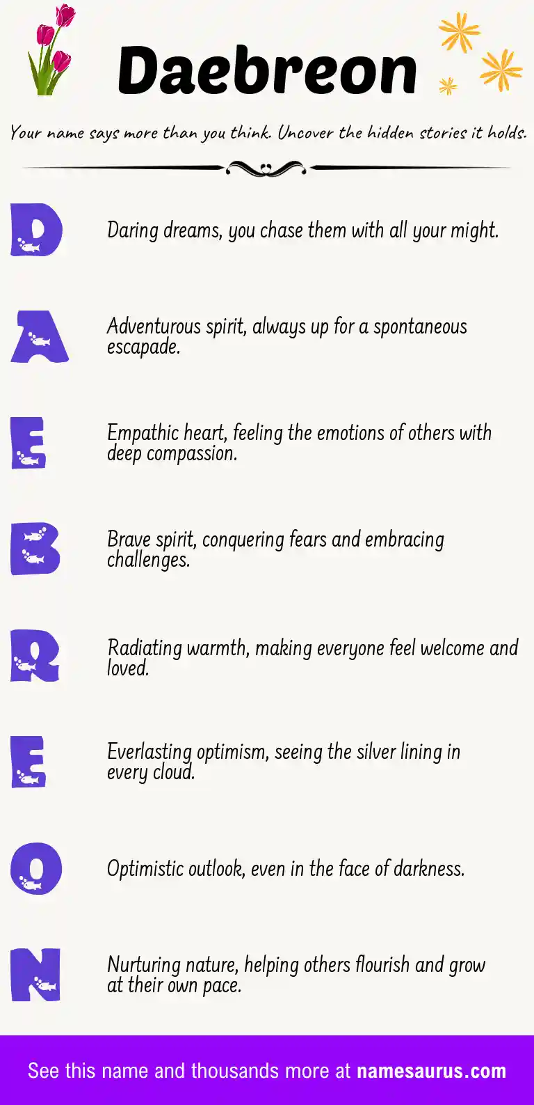 Acrostic poem about Daebreon.