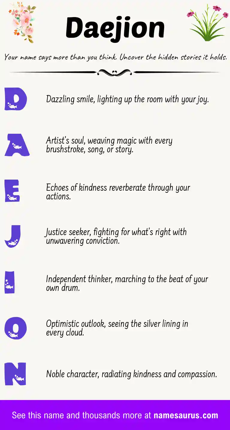 Acrostic poem about Daejion.