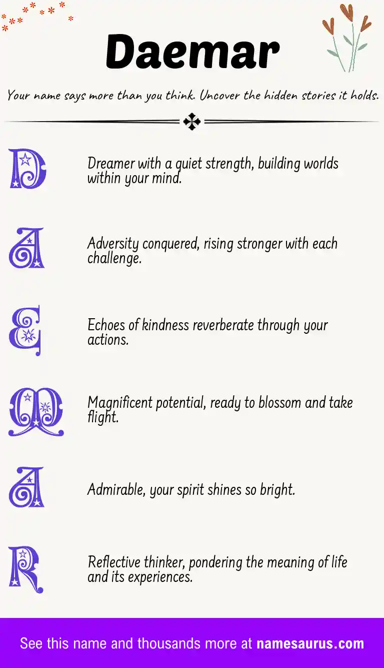 Acrostic poem about Daemar.
