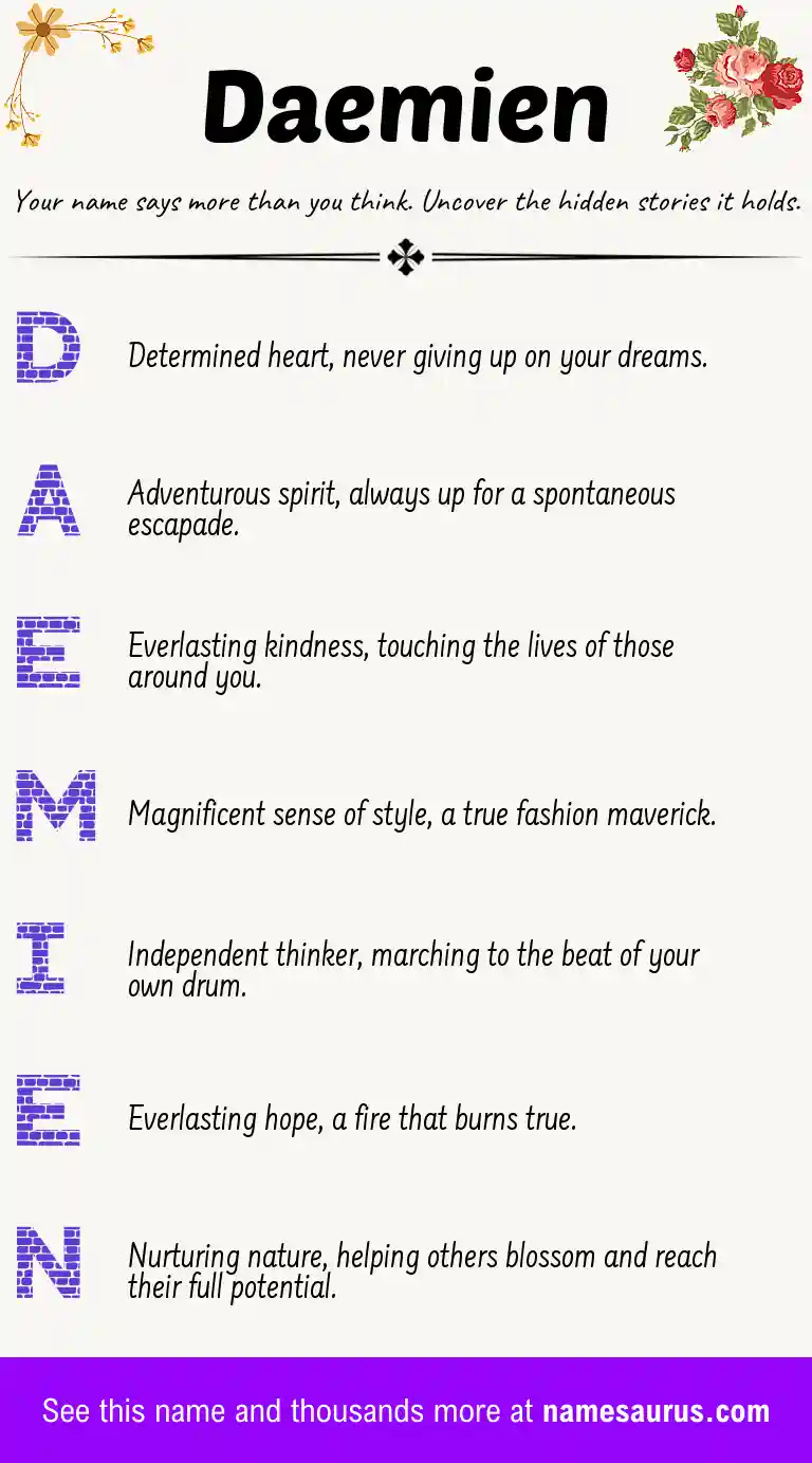 Acrostic poem about Daemien.