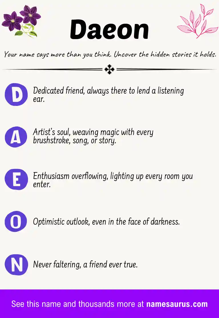 Acrostic poem about Daeon.