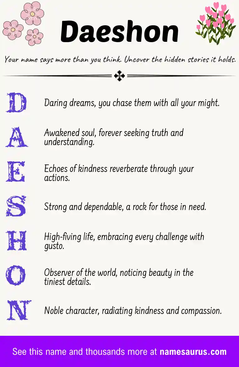 Acrostic poem about Daeshon.