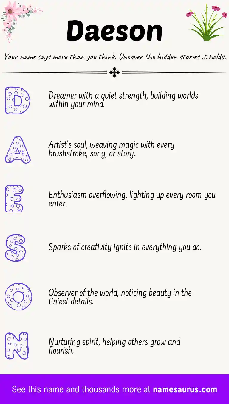 Acrostic poem about Daeson.