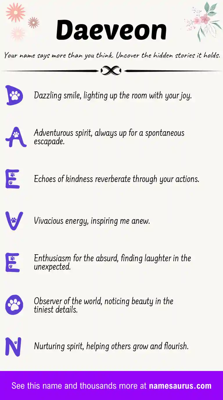Acrostic poem about Daeveon.
