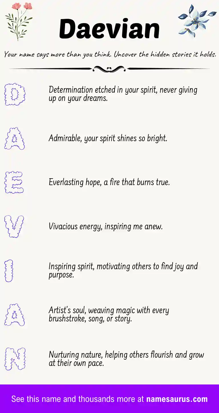 Acrostic poem about Daevian.