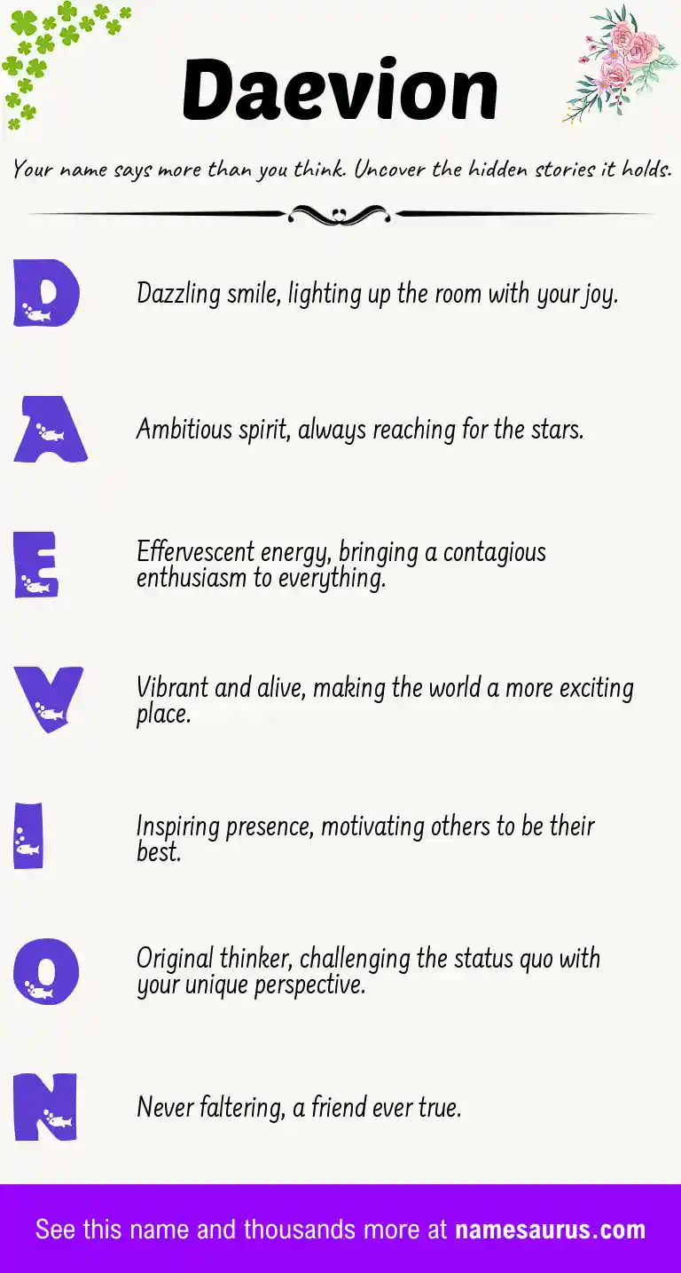 Acrostic poem about Daevion.