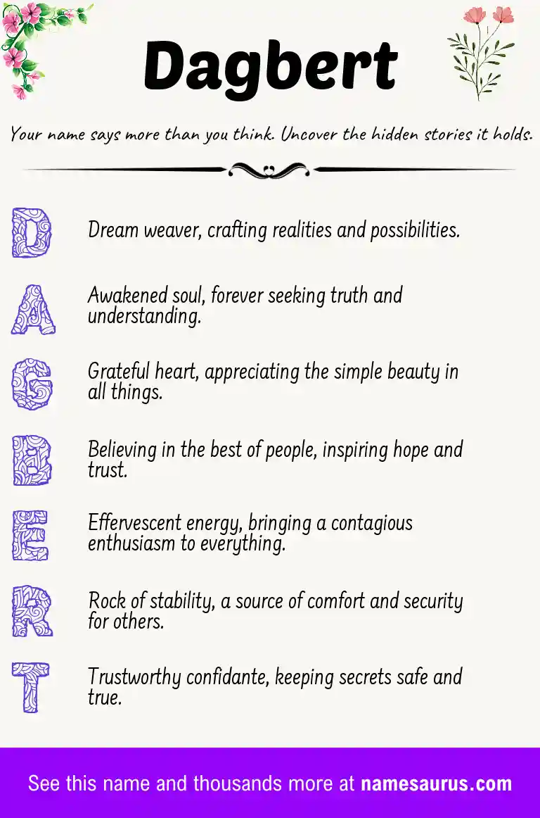 Acrostic poem about Dagbert.