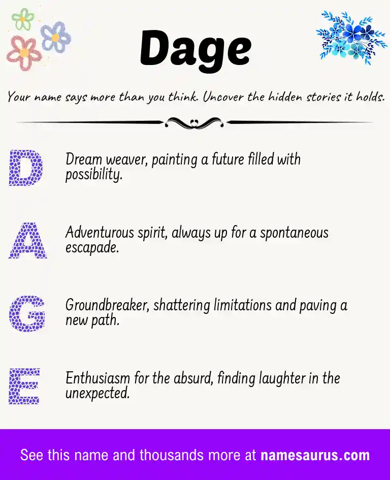 Acrostic poem about Dage.