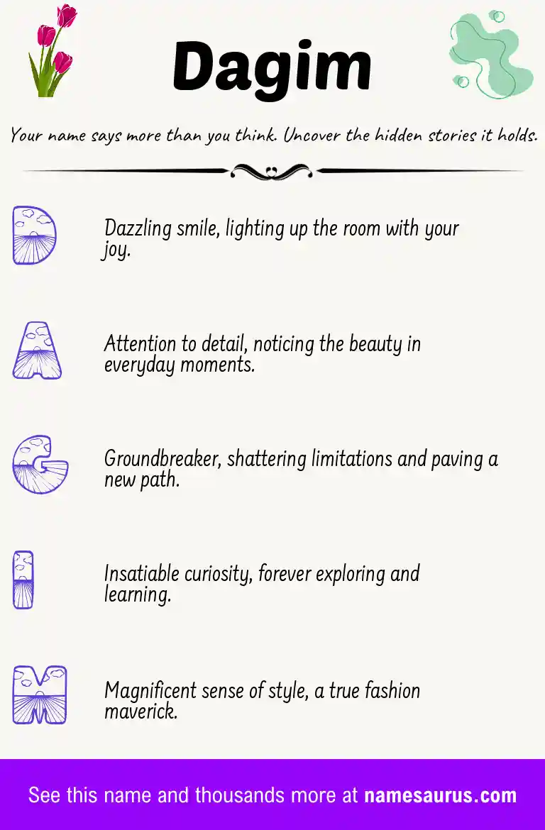 Acrostic poem about Dagim.