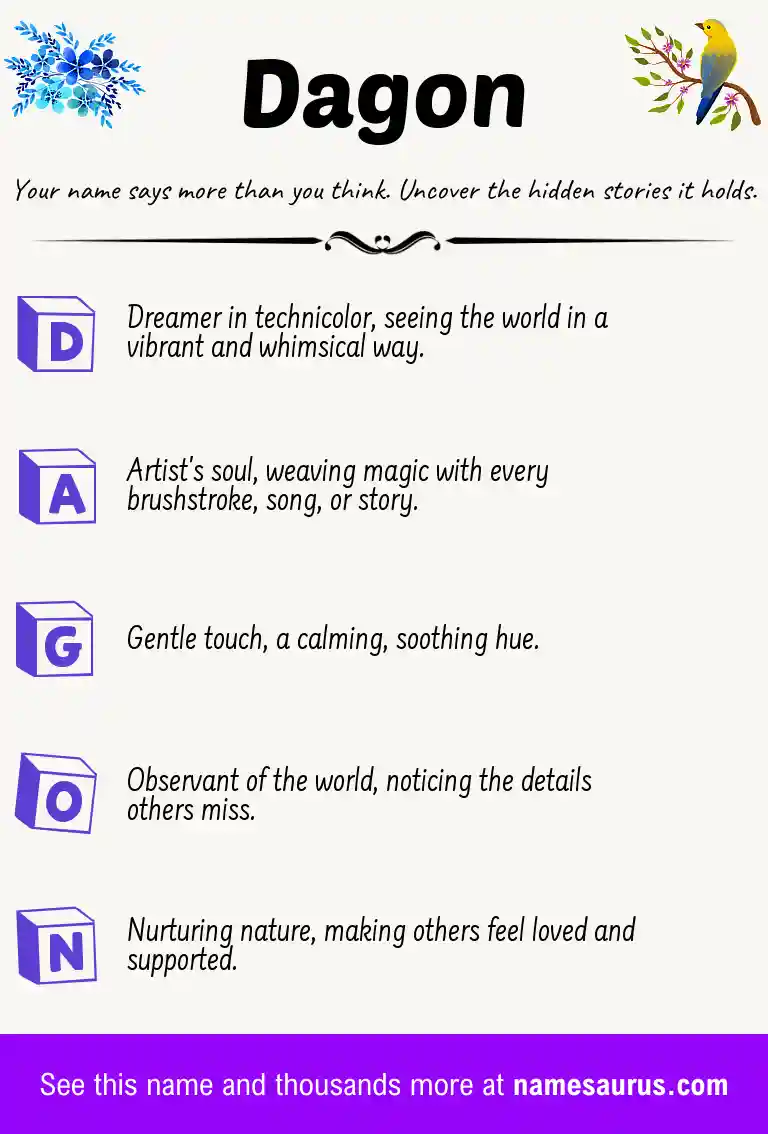 Acrostic poem about Dagon.